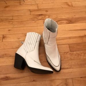 White cowboy style booties from mango